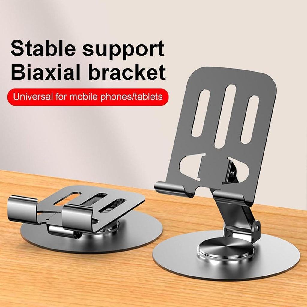 Premium Foldable Adjustable Mobile & Tablet Stand – 360° Metal Desktop Holder