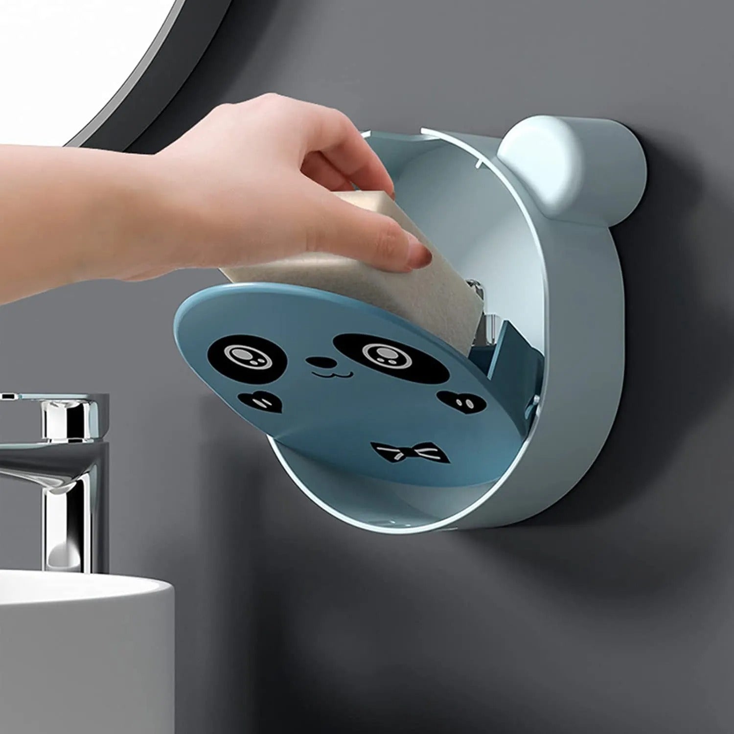 Cute Panda Wall-Mounted Soap Dish Holder – Punch-Free & Drainage Design