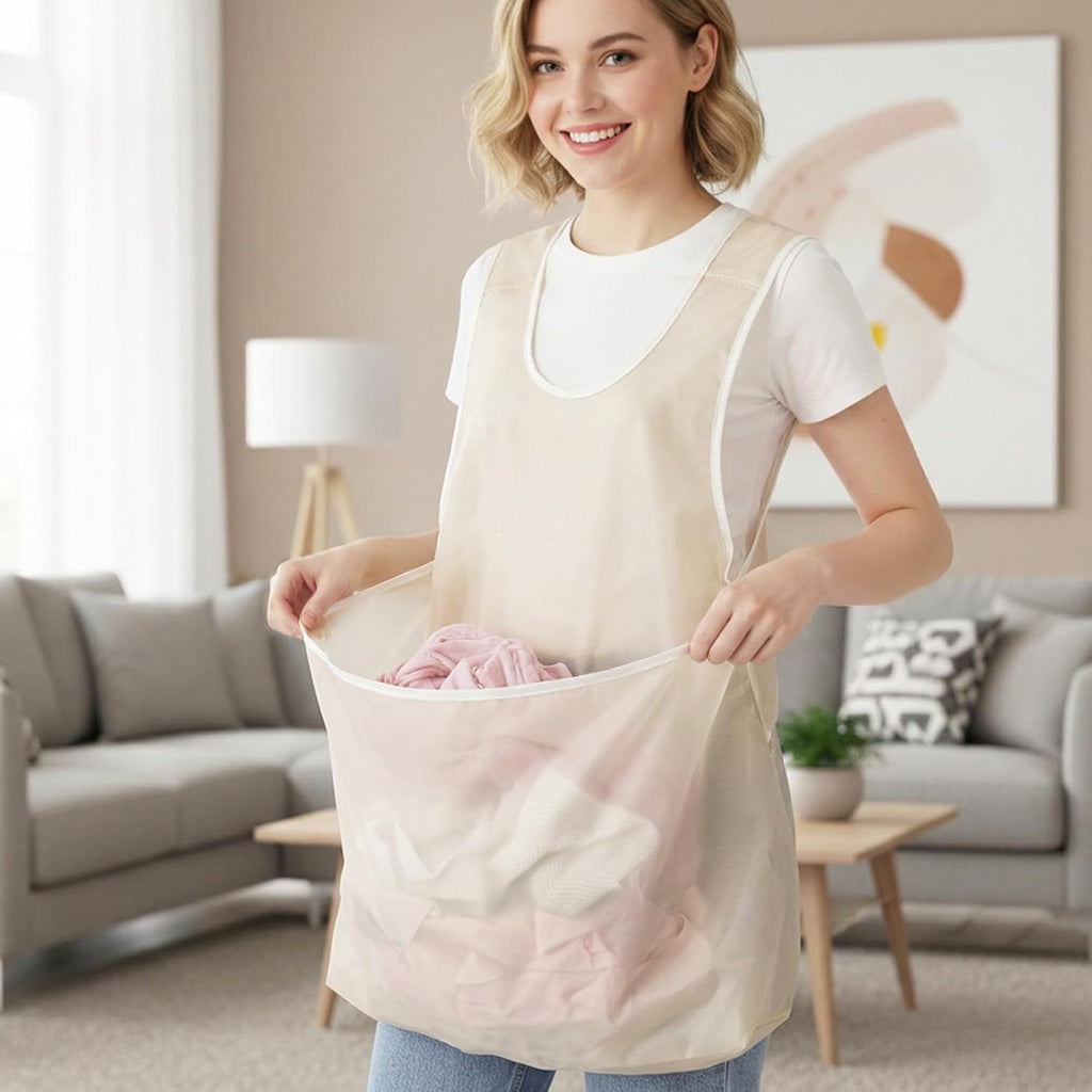 Multi-Pocket Laundry Bag Apron – Durable Household Storage Organizer