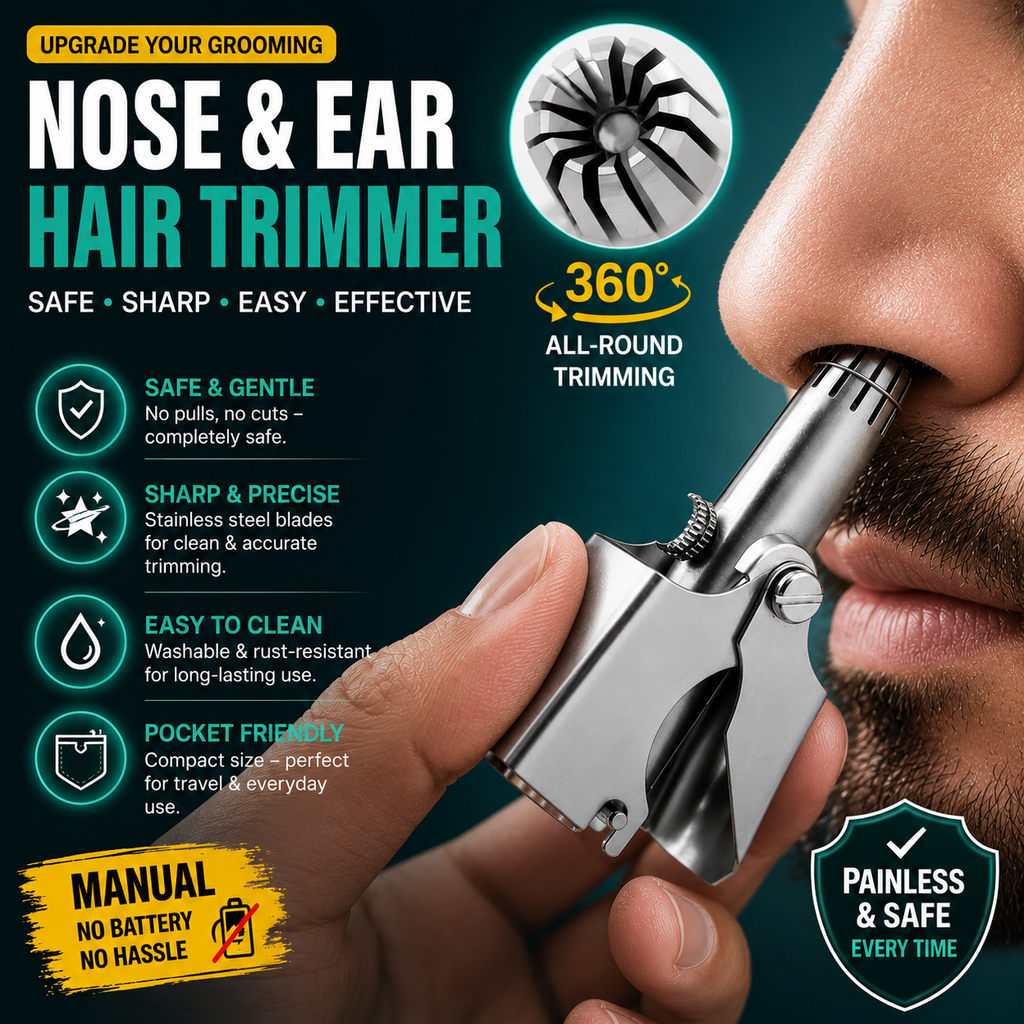 Manual Nose & Ear Hair Trimmer – Safe, Painless & Precise Grooming