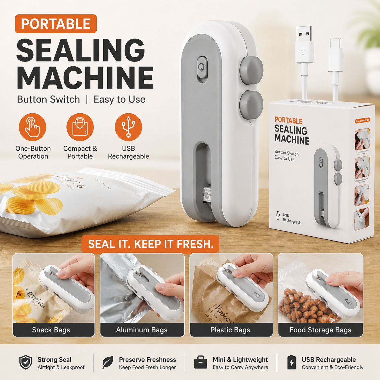 Mini Heat Sealing Machine 2-in-1 Cutter & Sealer