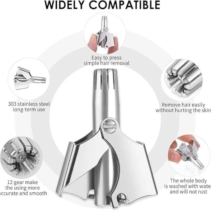 Manual Nose & Ear Hair Trimmer – Safe, Painless & Precise Grooming