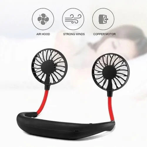 Portable Neckband Fan – USB Rechargeable 3-Speed Fan
